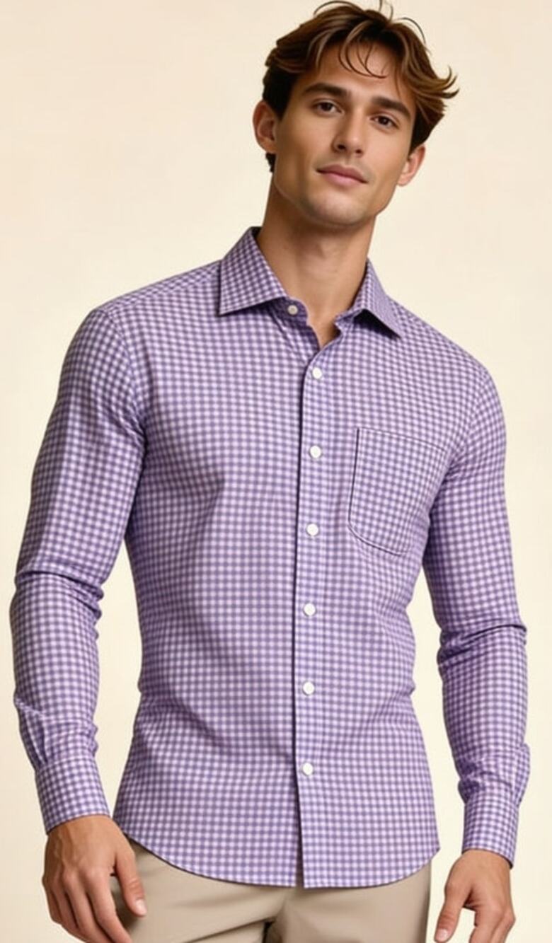 Lauren Ralph Lauren Slim Fit Non-Iron Purple Check Dress Shirt 15 32/33